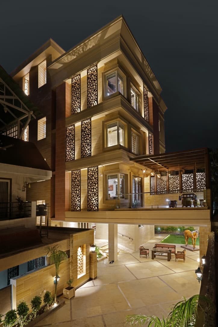 Jali Façade Residence, Villas facade lighting by Skyline Power & Lighting